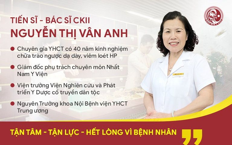 Tiến sĩ - Bác sĩ CKII Nguyễn Thị Vân Anh là người có kinh 40 năm kinh nghiệm điều trị bệnh
